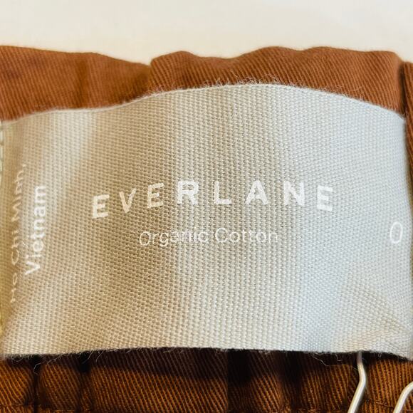 Everlane Brown Organic Cotton Elastic Waist Pull On WideLeg Pants 0 NWT - Picture 9 of 11